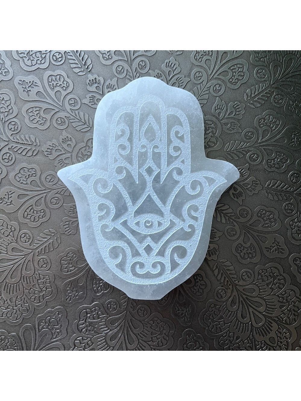 Selenite Hamsa hand selenite incense holder